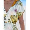 CUPSHE Women Swimsuit Cover Up Midi V Neck Short Sleeve Tropical Beach Coverup Dress(Beige Floral)