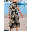 CUPSHE Women Swimsuit Cover Up Midi V Neck Short Sleeve Tropical Beach Coverup Dress(White Leaf)