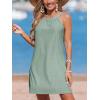 CUPSHE Women Swimsuit Cover Up Sleeveless Eyelet Mini Beach Dress for Swimwear(Sage Green)