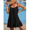 CUPSHE Women Swimsuit Cover Up Sleeveless Spaghetti Straps Summer Beach Dress(Black)