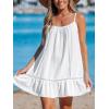 CUPSHE Women Swimsuit Cover Up Sleeveless Spaghetti Straps Summer Beach Dress(White)