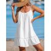 CUPSHE Women Swimsuit Cover Up Sleeveless Spaghetti Straps Summer Beach Dress(White)