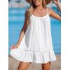 CUPSHE Women Swimsuit Cover Up Sleeveless Spaghetti Straps Summer Beach Dress(White)