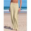 CUPSHE Women Swimsuit Cover Ups Pants High Waist Smokced Wide Leg Beach Vacation Outfits(Apricot)