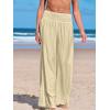 CUPSHE Women Swimsuit Cover Ups Pants High Waist Smokced Wide Leg Beach Vacation Outfits(Apricot)