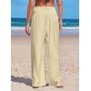 CUPSHE Women Swimsuit Cover Ups Pants High Waist Smokced Wide Leg Beach Vacation Outfits(Apricot)