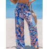CUPSHE Women Swimsuit Cover Ups Pants High Waist Smokced Wide Leg Beach Vacation Outfits(Tropical Leaf)