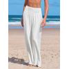 CUPSHE Women Swimsuit Cover Ups Pants High Waist Smokced Wide Leg Beach Vacation Outfits(White)