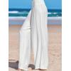 CUPSHE Women Swimsuit Cover Ups Pants High Waist Smokced Wide Leg Beach Vacation Outfits(White)