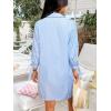 CUPSHE Women Swimsuit Coverup Button Down Casual Shirt Dress V Neck Beach Cover Ups with Pockets XS-XL(Blue Striped)