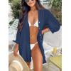 CUPSHE Women Swimsuit Coverup Button Down Casual Shirt Dress V Neck Beach Cover Ups with Pockets XS-XL(Dark Blue)