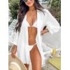 CUPSHE Women Swimsuit Coverup Button Down Casual Shirt Dress V Neck Beach Cover Ups with Pockets XS-XL(White)