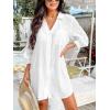 CUPSHE Women Swimsuit Coverup Button Down Casual Shirt Dress V Neck Beach Cover Ups with Pockets XS-XL(White)