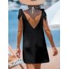 CUPSHE Women Swimsuit Coverup Sleeveless Tie Shoulder Bathing Suit Cover Ups Knit Beach Mini Dress(Black)