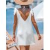 CUPSHE Women Swimsuit Coverup Sleeveless Tie Shoulder Bathing Suit Cover Ups Knit Beach Mini Dress(White)
