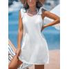 CUPSHE Women Swimsuit Coverup Sleeveless Tie Shoulder Bathing Suit Cover Ups Knit Beach Mini Dress(White)
