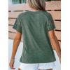 CUPSHE Women Tops Short Sleeve Blouses Crewneck Tee Lace Sleeve Tee Shirt Casual(Green)