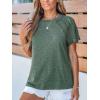 CUPSHE Women Tops Short Sleeve Blouses Crewneck Tee Lace Sleeve Tee Shirt Casual(Green)
