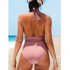 CUPSHE Women V Neck One Piece Swimsuit Halter Backless Ruched Tummy Control Bathing Suit(Dusty Pink)