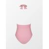 CUPSHE Women V Neck One Piece Swimsuit Halter Backless Ruched Tummy Control Bathing Suit(Dusty Pink)