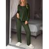 CUPSHE Women Waffle Knit Pajamas Set Long Sleeve Partial Button Soft 2 Piece Lounge Pjs Sets(Green)