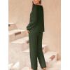 CUPSHE Women Waffle Knit Pajamas Set Long Sleeve Partial Button Soft 2 Piece Lounge Pjs Sets(Green)