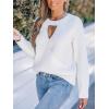 CUPSHE Women’s 2024 Fall Cutout Pullover Sweaters Long Sleeve Ribbed Knit Wrap Jumper Tops(White)
