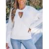 CUPSHE Women’s 2024 Fall Cutout Pullover Sweaters Long Sleeve Ribbed Knit Wrap Jumper Tops(White)