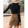 CUPSHE Women’s Autumn High Waist Button Front Outdoor Casual Skirts with Zipper Mini Wrap Skirt(Brown)