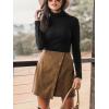 CUPSHE Women’s Autumn High Waist Button Front Outdoor Casual Skirts with Zipper Mini Wrap Skirt(Brown)