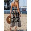 CUPSHE Women’s Backless Beach Dress Halter Neck Ruffle Plunge V Neck Sleeveless Maxi Sundress Summer Dresses(Black)