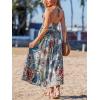 CUPSHE Women’s Backless Beach Dress Halter Neck Ruffle Plunge V Neck Sleeveless Maxi Sundress Summer Dresses(Blue Boho)