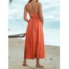 CUPSHE Women’s Backless Beach Dress Halter Neck Ruffle Plunge V Neck Sleeveless Maxi Sundress Summer Dresses(Blush)