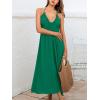 CUPSHE Women’s Backless Beach Dress Halter Neck Ruffle Plunge V Neck Sleeveless Maxi Sundress Summer Dresses(Green)
