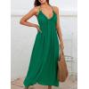 CUPSHE Women’s Backless Beach Dress Halter Neck Ruffle Plunge V Neck Sleeveless Maxi Sundress Summer Dresses(Green)