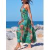 CUPSHE Women’s Backless Beach Dress Halter Neck Ruffle Plunge V Neck Sleeveless Maxi Sundress Summer Dresses(Green Boho)