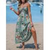 CUPSHE Women’s Backless Beach Dress Halter Neck Ruffle Plunge V Neck Sleeveless Maxi Sundress Summer Dresses(Green Paisley)