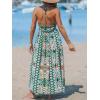 CUPSHE Women’s Backless Beach Dress Halter Neck Ruffle Plunge V Neck Sleeveless Maxi Sundress Summer Dresses(Green Paisley)
