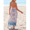 CUPSHE Women’s Backless Beach Dress Halter Neck Ruffle Plunge V Neck Sleeveless Maxi Sundress Summer Dresses(Paisley Pink)