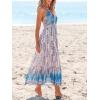 CUPSHE Women’s Backless Beach Dress Halter Neck Ruffle Plunge V Neck Sleeveless Maxi Sundress Summer Dresses(Paisley Pink)