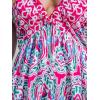 CUPSHE Women’s Backless Beach Dress Halter Neck Ruffle Plunge V Neck Sleeveless Maxi Sundress Summer Dresses(Pink Boho)