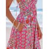 CUPSHE Women’s Backless Beach Dress Halter Neck Ruffle Plunge V Neck Sleeveless Maxi Sundress Summer Dresses(Pink Paisley)