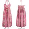 CUPSHE Women’s Backless Beach Dress Halter Neck Ruffle Plunge V Neck Sleeveless Maxi Sundress Summer Dresses(Pink Paisley)