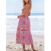 CUPSHE Women’s Backless Beach Dress Halter Neck Ruffle Plunge V Neck Sleeveless Maxi Sundress Summer Dresses(Pink Paisley)