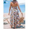 CUPSHE Women’s Backless Beach Dress Halter Neck Ruffle Plunge V Neck Sleeveless Maxi Sundress Summer Dresses(Tropical Floral)