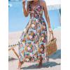 CUPSHE Women’s Backless Beach Dress Halter Neck Ruffle Plunge V Neck Sleeveless Maxi Sundress Summer Dresses(Tropical Floral)