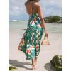 CUPSHE Women’s Backless Beach Dress Halter Neck Ruffle Plunge V Neck Sleeveless Maxi Sundress Summer Dresses(Tropical Floral Green)