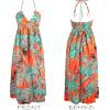 CUPSHE Women’s Backless Beach Dress Halter Neck Ruffle Plunge V Neck Sleeveless Maxi Sundress Summer Dresses(Tropical Green)