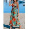 CUPSHE Women’s Backless Beach Dress Halter Neck Ruffle Plunge V Neck Sleeveless Maxi Sundress Summer Dresses(Tropical Green)