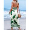 CUPSHE Women’s Backless Beach Dress Halter Neck Ruffle Plunge V Neck Sleeveless Maxi Sundress Summer Dresses(Tropical Leaf)